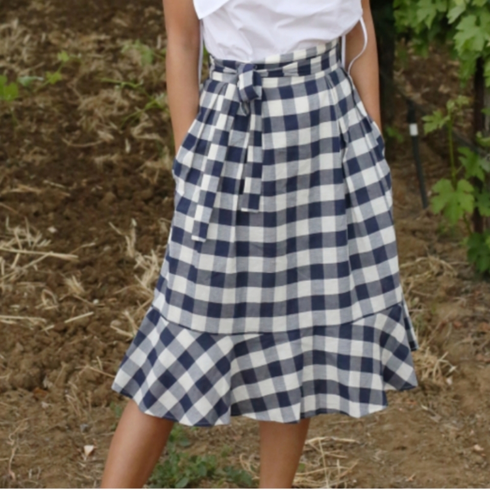 Club Monaco cute blue gingham skirt